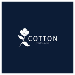 Soft natural organic cotton flower plant logo for cotton plantations, industries,business,textile,clothing and beauty,vector