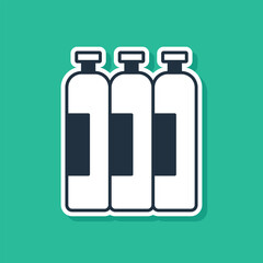 Blue Industrial gas cylinder tank for all inert and mixed inert gases icon isolated on green background. Vector