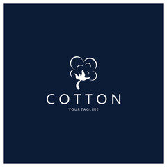 Soft natural organic cotton flower plant logo for cotton plantations, industries,business,textile,clothing and beauty,vector