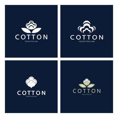 Soft natural organic cotton flower plant logo for cotton plantations, industries,business,textile,clothing and beauty,vector