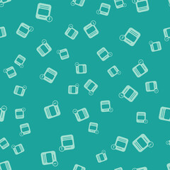 Green Information icon isolated seamless pattern on green background. Vector