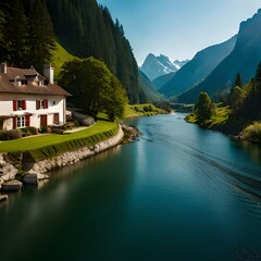 village on the river generated by AI
