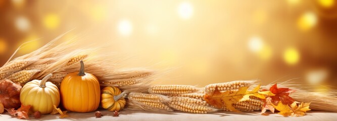 Harvest Blessings: Thanksgiving Banner with Pumpkins