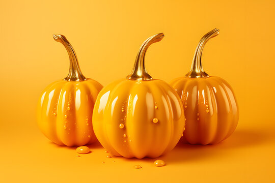 Fresh painted dripping color pumpkins