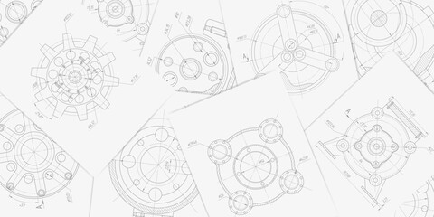 Engineering industrial background.Technical drawing .Technology banner.illustration .	