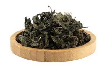 dried nettle (isirgan) in a wooden bowl