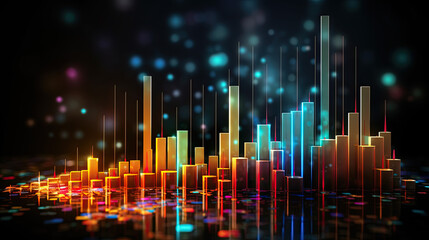 colorful candlesticks of a stock stock chart.