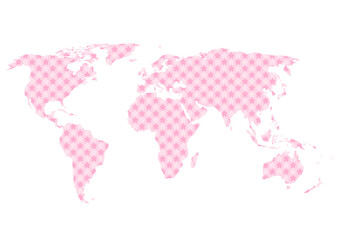 桜の花模様の世界地図