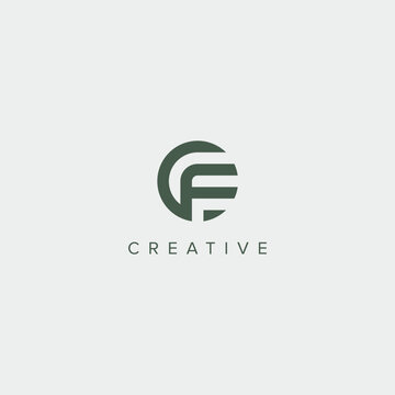 Abstract initial letter CF FC logo design template - vector.