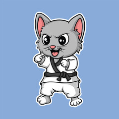 artwork illustration and t shirt design taekwondo rat cute character