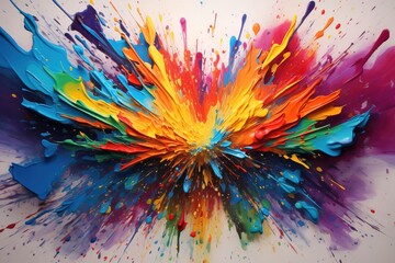 Colourful explosion of different colours exploding from the canvas - 638949708