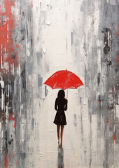 A woman with an umbrella in the rain