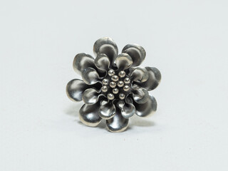 Hamdmade silver jewelry on white background