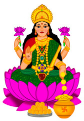 Lakshmi Devi - Lakshmi Pujan -  Diwali, Dhanteras, Diwali Puja, Goddess Lakshmi,  Lakshmi goddess PNG