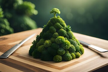 broccoli on a chopping board Generated AI