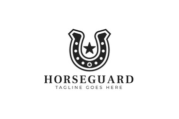 Horseshoe Logo Concept Brand Identity. Horse Strong Animal. Horseshoe for Horse Cowboy Sign Symbol