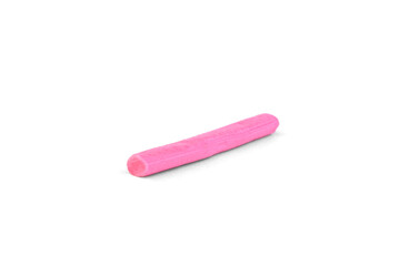 Pink chewable candy sticks isolated on a white background.
