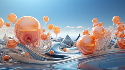 A vibrant and whimsical cartoon of a myriad of colorful spheres strewn across a vibrant surface invites viewers to explore a dream-like world of endless possibilities