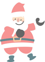 merry christmas and happy new year with cute santa claus and snowball, flat png transparent element cartoon character design