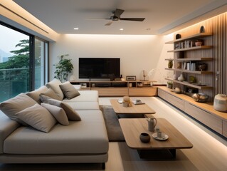 modern living room with fireplace