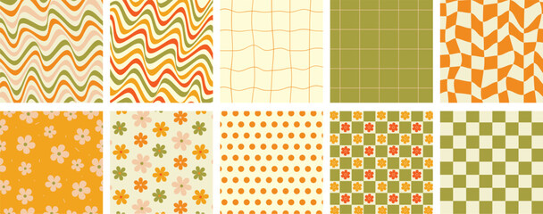 Set of vector backgrounds in trendy retro