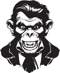 Scary Monkey with cliques, Monkey vampire in suit, Halloween monkey monster, Vector illustration, SVG	