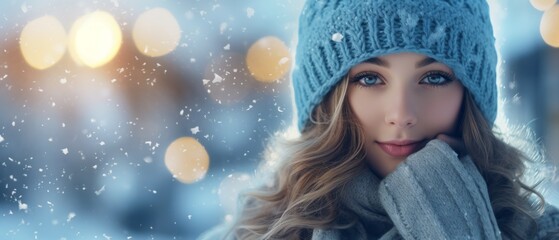 Beautiful portrait of a girl in winter. Generative AI