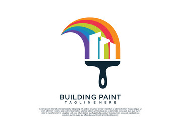 Paint logo design template with creative unique concept Premium Vector