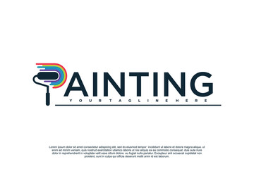 Paint logo design template with creative unique concept Premium Vector