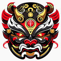 Illustration of a Mask of the Devil on White Background. 