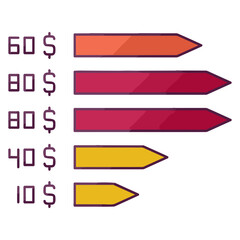 Business chart icon symbol image vector. Illustration of growth diagram data graphic pictogram infographic design image