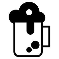 Beer mug with foam icon. Line, glyph and filled outline version, Glass of beer outline and filled vector sign