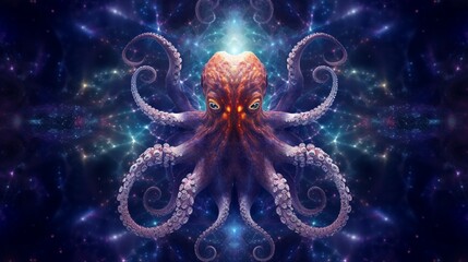 god is a trans dimensional octopus made up of stars.Generative AI - obrazy, fototapety, plakaty