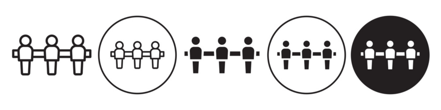 Foosball Icon. Flat symbol of table top indoor game known as table football or soccer with figure. Vector set of sport board activity with kicker and goalkeeper