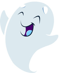 Cartoon cute kawaii halloween ghost monster character. Adorable vector spook with a big smile, and a playful expression adds a delightful and charming touch to the spooky season. Sweet funny spirit