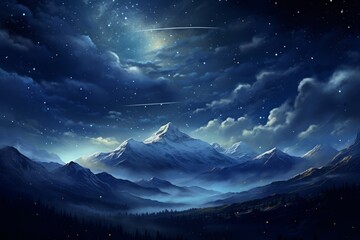 Naklejka na ściany i meble starry night sky. only sky, mountains and stars