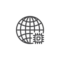 Digital world line icon