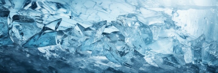 Water background with cracked ice surface. Generative AI