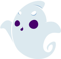 Cartoon cute kawaii halloween ghost monster character. Adorable vector phantom with a mischievous charm, playfully frightens with a cheerful boo, adding a cute and friendly twist to the spooky theme
