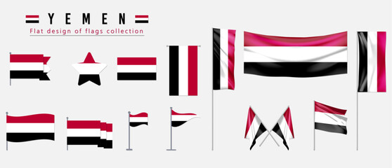 Yemen flag, flat design of flags collection
