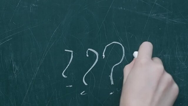 Question marks on chalkboard,  school blackboard 