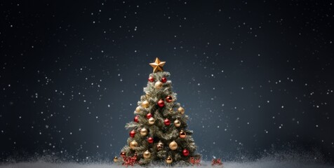 Christmas tree in a cozy room. Generative AI