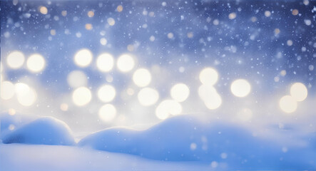 Fototapeta premium Background with bokeh and snowfall. AI