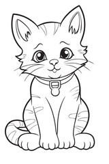 cute cat coloring book page outline
