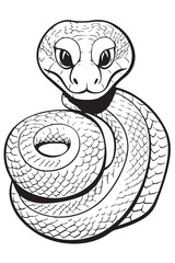 coloring book page cute snake
