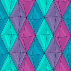 geometric abstract seamless pattern of rhombuses blue with purple