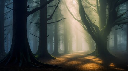Ethereale Atmosphäre: Der verhüllte Wald und das sanfte Licht