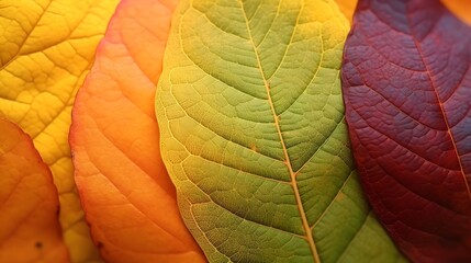 Obraz premium Herbstzauber in Rot, Orange und Gelb: Farbige Blätter