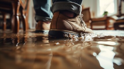 Fototapeta na wymiar Flooded floor at home. Generative AI