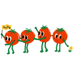 Tomato cartoon characters set